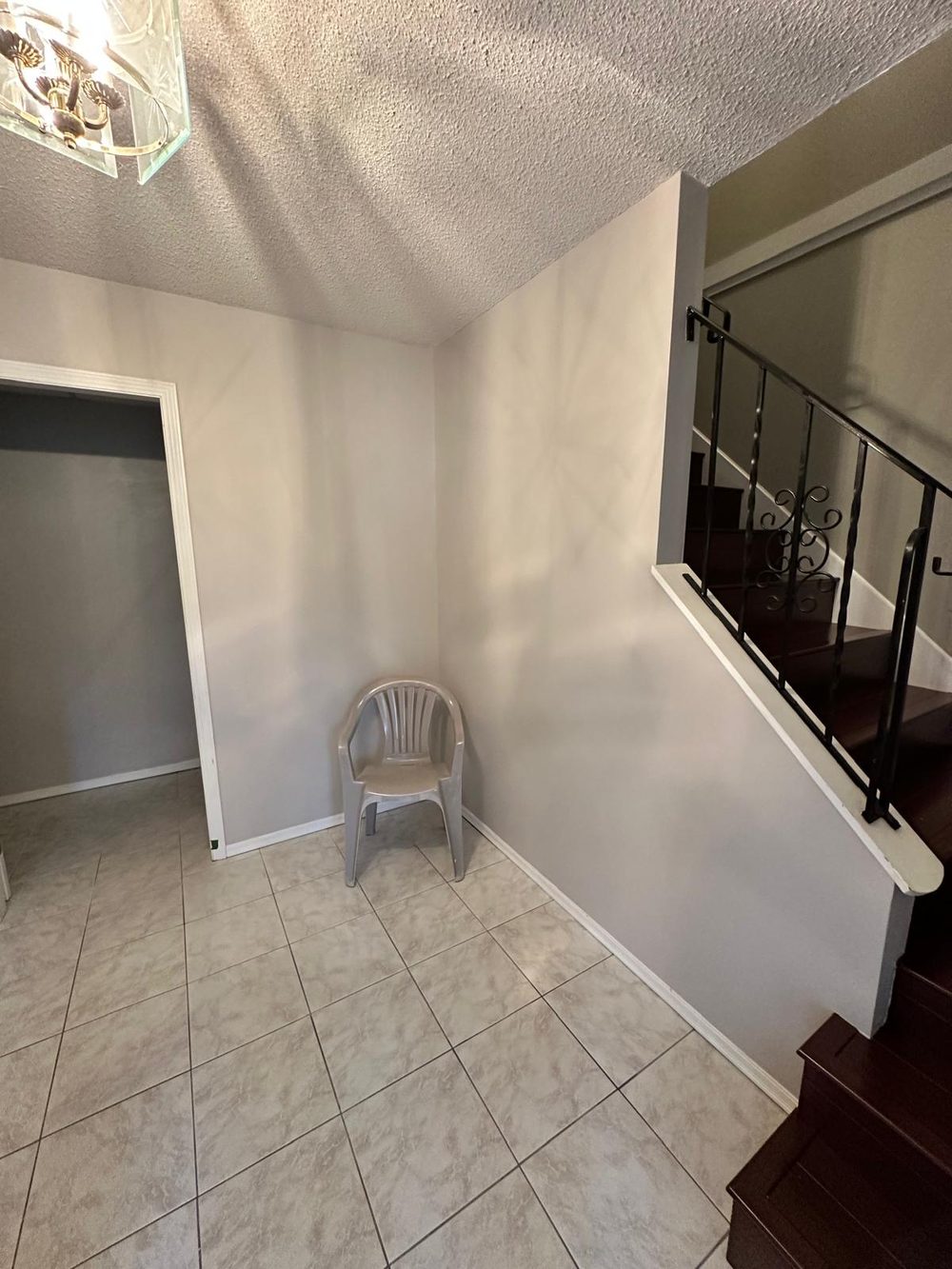 Stairwell after painting: smooth light walls